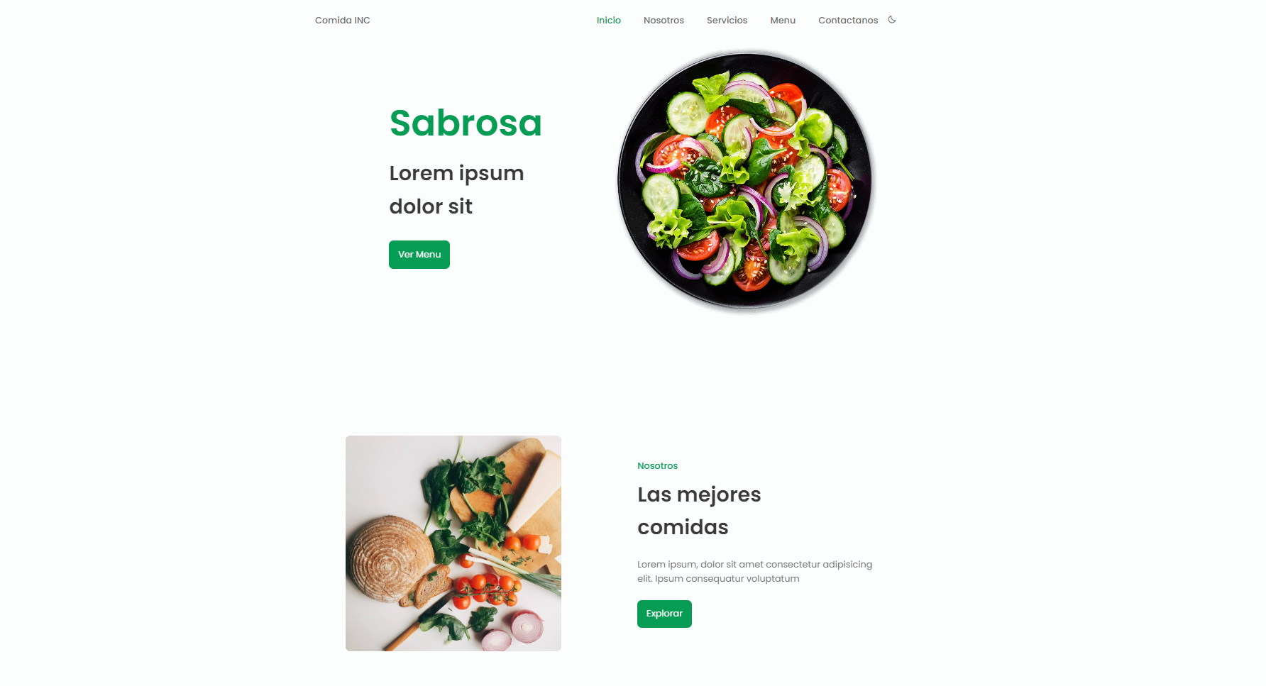 Food Landing Page project screenshot